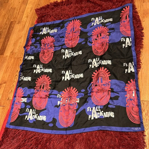 Nene Blanche  vintage Luxury Mulberry Silky Scarf - Picture 7 of 17